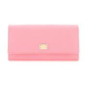 Dolce & Gabbana Dauphine Läderplånbok med Ikonisk Platta Pink, Dam