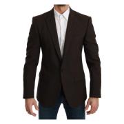 Dolce & Gabbana Brun Slim Fit Coat Jacket Martini Blazer Brown, Herr