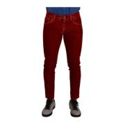 Dolce & Gabbana Röda Skinny Denim Jeans i Bomull med Stretch Red, Herr