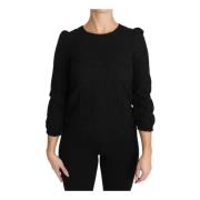 Dolce & Gabbana Blommig Spets Dragkedja Topp Blus Black, Dam