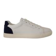Dolce & Gabbana Vita Blå Läder Låga Sneakers White, Herr