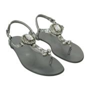 Dolce & Gabbana Silverkristall Flip Flops - Glamorösa och Autentiska G...