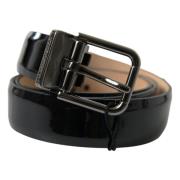 Dolce & Gabbana Svart Läder Herrbälte med Metallspänne Black, Herr