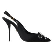 Dolce & Gabbana Svarta slingbackklackskor med kristallutsmyckning Blac...