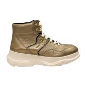 Geox Snörade sneakers med metallisk glans Yellow, Dam