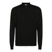 John Smedley Lyxig Merinoull Jacka med Dragkedja Black, Herr