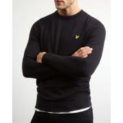 Lyle & Scott Bomull Merino Crew Neck Jumper - True Black-S Black, Herr