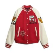 Superdry Klassisk Amerikansk College Varsity Patchad Jacka Red, Herr