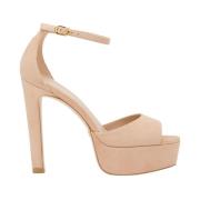 Stuart Weitzman Discoplatform Sandal - Lyxigt Mocka, Djärv Blockklack ...