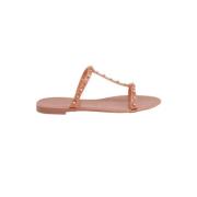 Stuart Weitzman Rosa gummi platta sandaler med pärla studs Pink, Dam