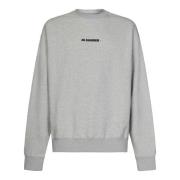 Jil Sander Grå Ribbstickad Tröja med Logotryck Gray, Herr