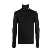 Jil Sander Herr Turtleneck i Bomull Stickning Black, Herr