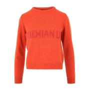 Alberta Ferretti Stickade plagg med rund hals Orange, Dam