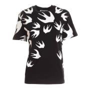 Alexander McQueen Sammetssvala T-shirt Black, Dam