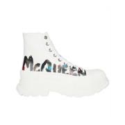 Alexander McQueen Canvas Sneakers med Gummisula White, Herr