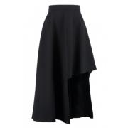 Alexander McQueen Lyxig Midi Kjol med Asymmetrisk Kant Black, Dam