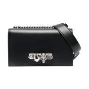 Alexander McQueen Svart Läder Cross Body Väska med Swarovski Kristalle...