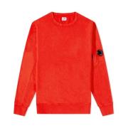C.p. Company Diagonal Texturerad Fleece Crew Neck Sweatshirt Red, Herr