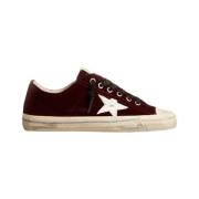 Golden Goose Sammet Burgundy Sneakers med vit gummisula Brown, Herr