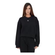 Adidas Originals Svart Oversized Tröja med Broderad Logotyp Black, Dam