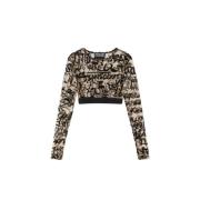 Versace Jeans Couture Graffiti Långärmad Top Beige, Dam