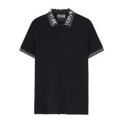 Versace Jeans Couture Polo T-shirt i bomullspiké med logotryck Black, ...