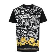 Versace Jeans Couture Graffiti-Print Bomull T-Shirt Black, Herr