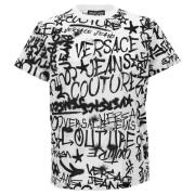 Versace Jeans Couture Graffiti Print Slim Fit T-Shirt White, Herr