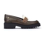 Pikolinos Studded Platform Loafers Green, Dam