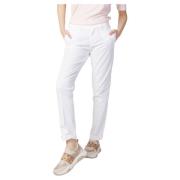 Blauer Enfärgade Slim-Fit Bomullsbyxor White, Dam