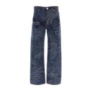 Etro Stiliga Broderade Denim Jeans Multicolor, Herr