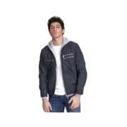 Brunello Cucinelli Marinblå Läder Blouson Jacka Blue, Herr