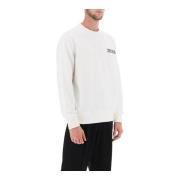 Ermenegildo Zegna Crew-neck sweatshirt med flocked logo White, Herr