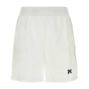 Palm Angels Vita linne Bermuda shorts, Stilfull uppgradering för män W...