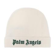 Palm Angels Beanie med logotyp Beige, Unisex