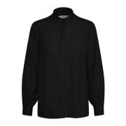 InWear Svart Blus med Ruffle Detalj Black, Dam