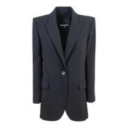 Patrizia Pepe Essentiell Svart Blazer med Strukturerade Axlar Black, D...