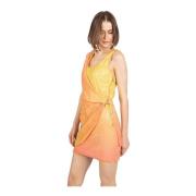 Patrizia Pepe Mini Wrapklänning med Paljetter Orange, Dam