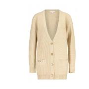 Patrizia Pepe Stilfull Cardigan med Unik Piercing Applikation Beige, D...