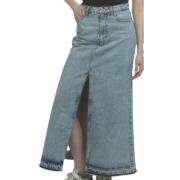 Ragdoll La Long Slit Skirt Blue, Dam