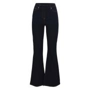 Kocca Kliska Flare Jeans med Kontraststickningar Blue, Dam