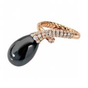 Chantecler Glad Onyx Diamantring Pink, Dam