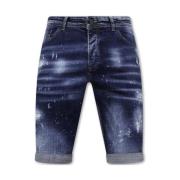 Local Fanatic Män Paint Splatter Stonewashed Short - Slim Fit -1077- B...