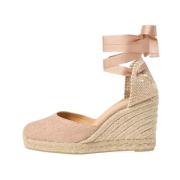 Castañer Handgjorda Espadrillos i Metalliskt Linne Pink, Dam