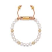 Nialaya Women`s Beaded Bracelet with Pearl and Gold Yellow, Dam