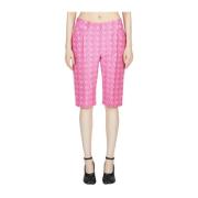 Marine Serre Jacquard Bermuda Shorts Pink, Dam