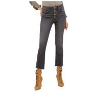 Liu Jo Hög Midja Princess Crop Flare Jeans Gray, Dam