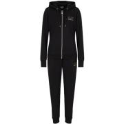 Emporio Armani EA7 Svarta Joggingbyxor med Hoodie Black, Dam