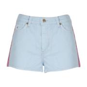 Chiara Ferragni Collection Lofg Tape Denim Shorts Blue, Dam