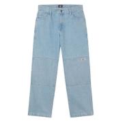 Dickies Ljus Tvätt Dubbel Knä Denim Byxa Blue, Herr